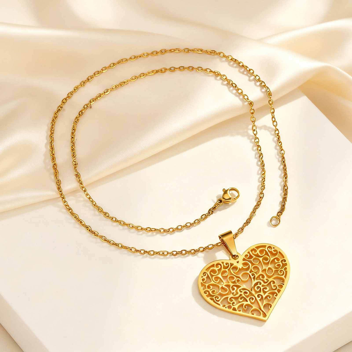 Tree of Life Heart Stainless Steel Necklace