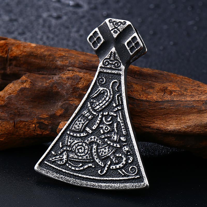 Titanium Steel Viking Axe Pendant - Retro Punk Men's Jewelry