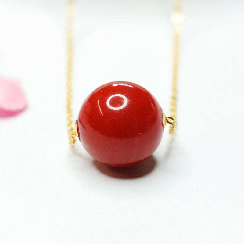 Agate Bead 18K Gold-Set Pendant — Chain Option