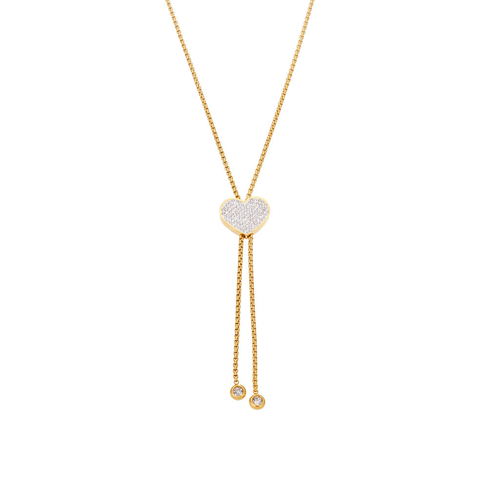 Planderful Tassel Love 5A Zircon Necklace 18K Gold Women