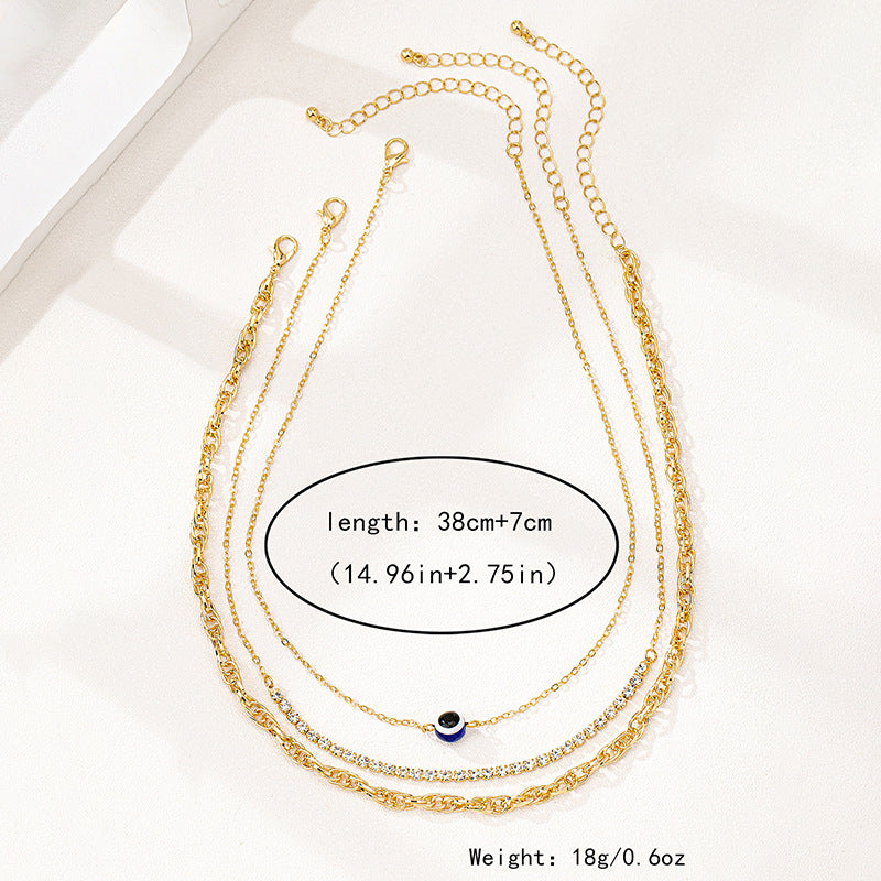 Retro Devil's Eye Metal Chain Necklace Set for Women