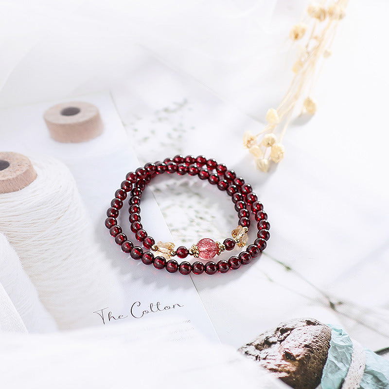 Garnet Crystal Double-Wrap Bracelet