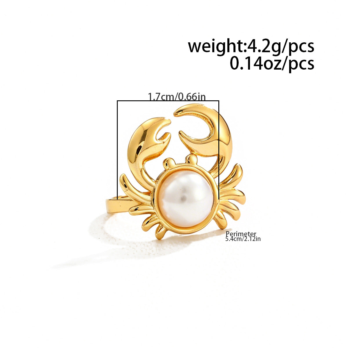 Planderful Ocean Starfish Ring With Imitation Pearl Adjustable Stainless Steel Statement Beach Jewelry For Women