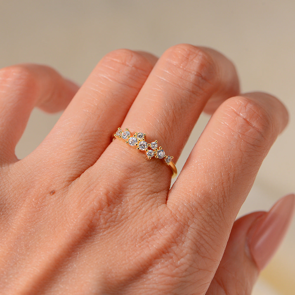 Japanese Multi-Color Zircon Sterling Silver Ring Small Fresh And Ring