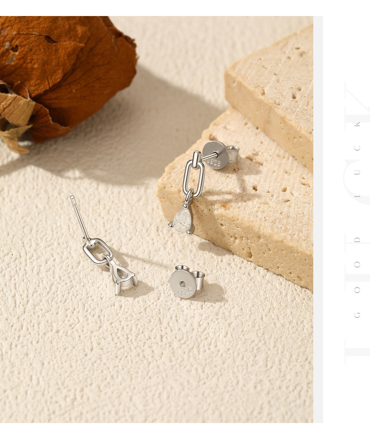 925 Sterling Silver Geometric Teardrop Moissanite Earrings