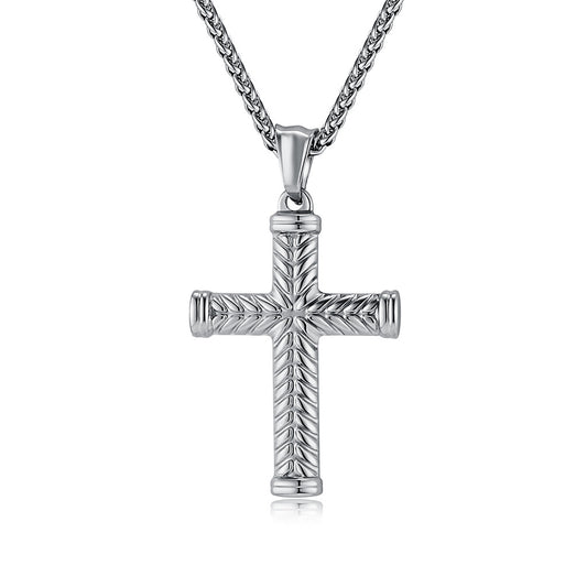 Cross-Border European and American Titanium Steel Cross Necklace