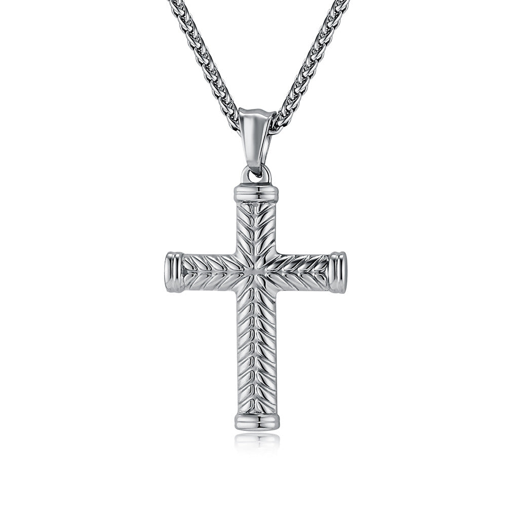 European And American Classic Titanium Steel 18K Gold Cross Necklace For Men