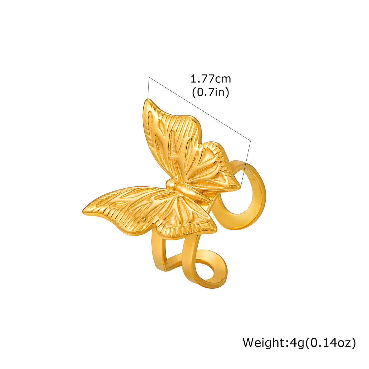 Stainless Steel Urban Exquisite Three-Dimensional Butterfly Opening Ring Girlfriend With