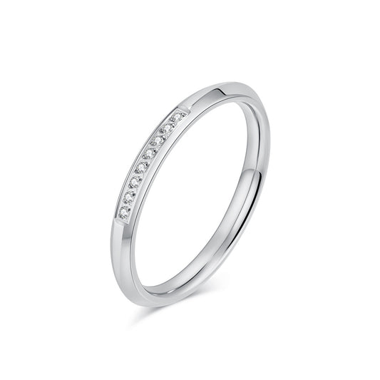 Elegant Titanium Steel Inlaid 3A Zircon Ring Accessories