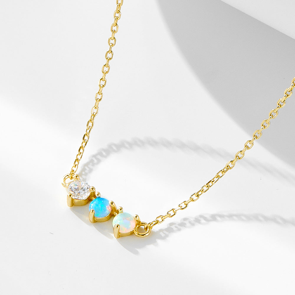 Color Opal Sterling Silver Necklace Versatile Necklace