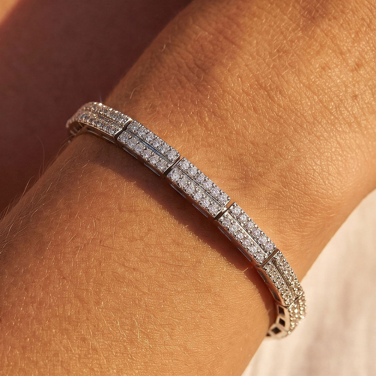 S925 Sterling Silver Moissanite Tennis Pavé Bracelet