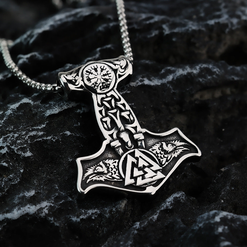 European And American Jewelry Wholesale Titanium Steel Pendant Necklace Hollow Viking Celtic Knot Hip Hop Style For Men