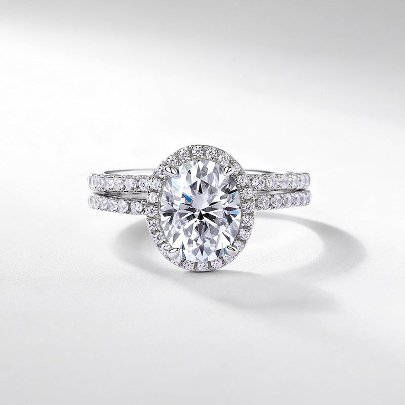 Planderful Classic Moissanite Sterling Silver Ring – 7 × 9 mm, 1.86 ct