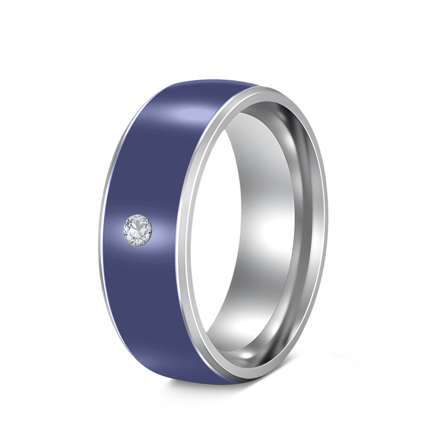 Planderful Everyday Genie Stainless Steel Zircon Ring For Men And Women 8mm Multicolor Does Not Fade