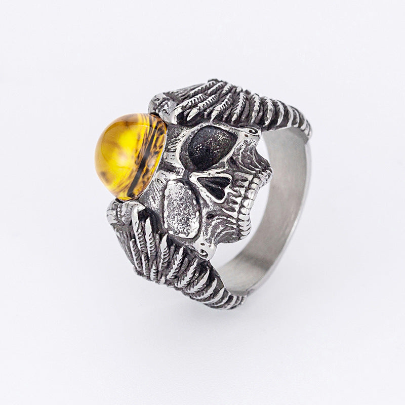 Titanium Steel Ring – Statement Skull Devil Eye Design For Men Everyday Genie Planderful