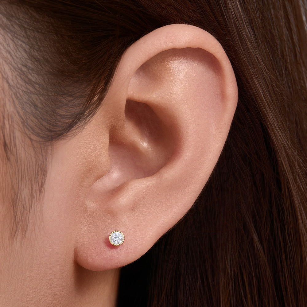 S925 Silver Stud Earrings Niche Korean Version Small Fresh Mini Single Zircon Ear