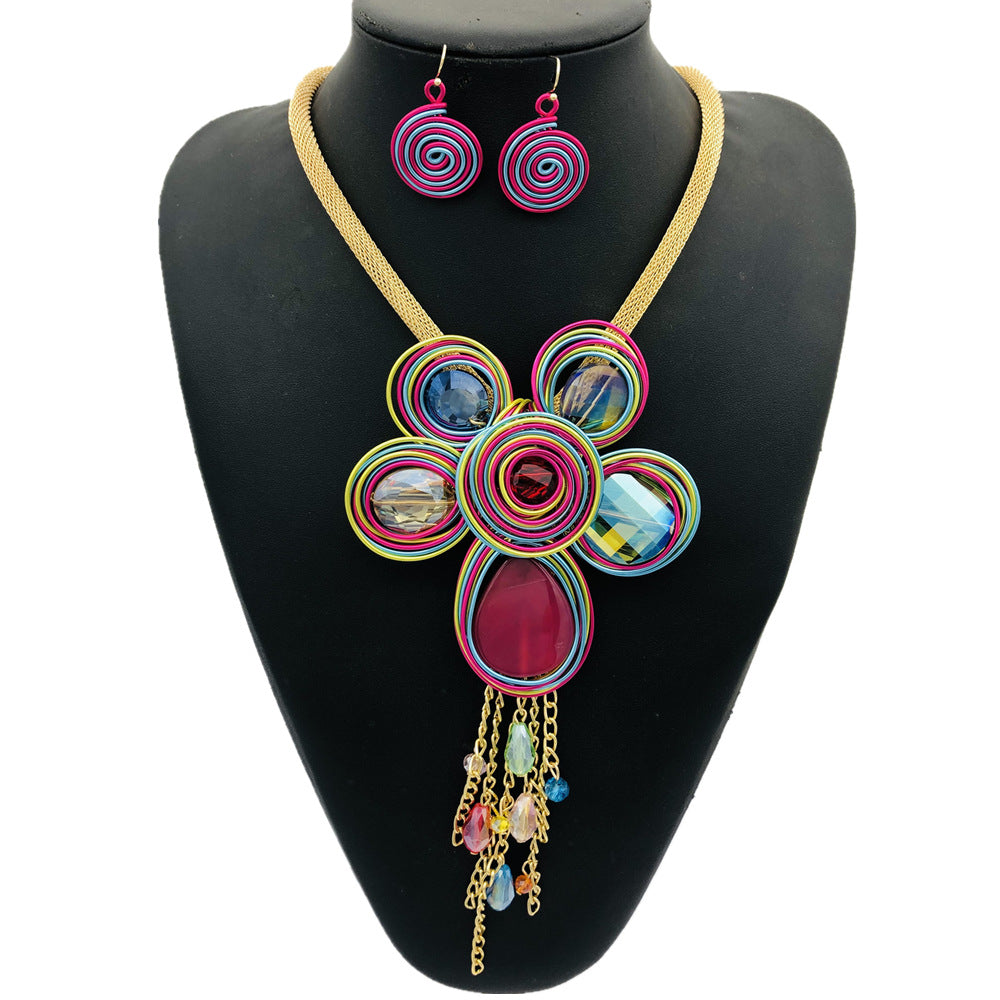 Planderful Savanna Rhythms Necklace Set – Handmade Glass and Alloy Design