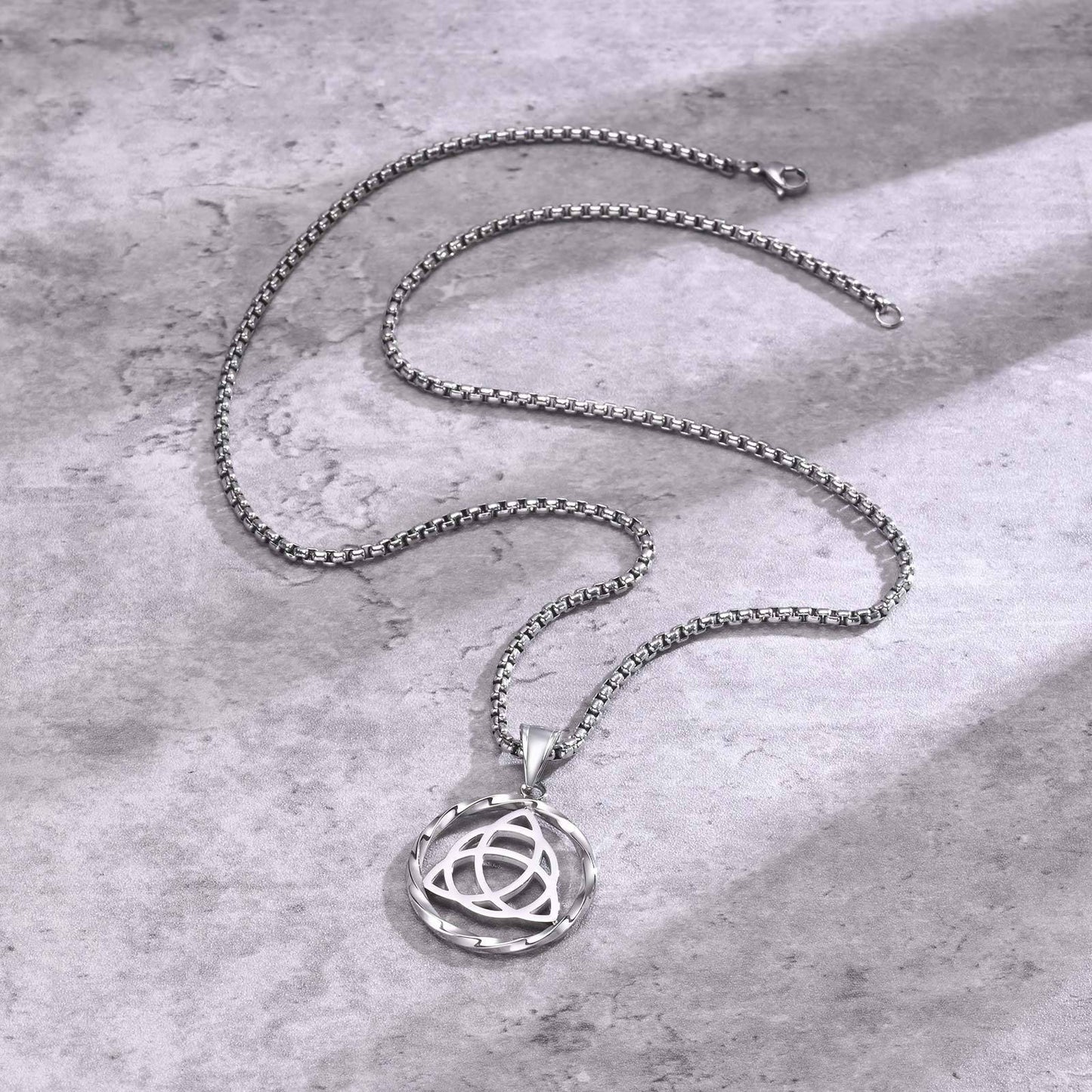 Men's Pendant Necklace Rust Steel Celtic Viking Mobius Symbol