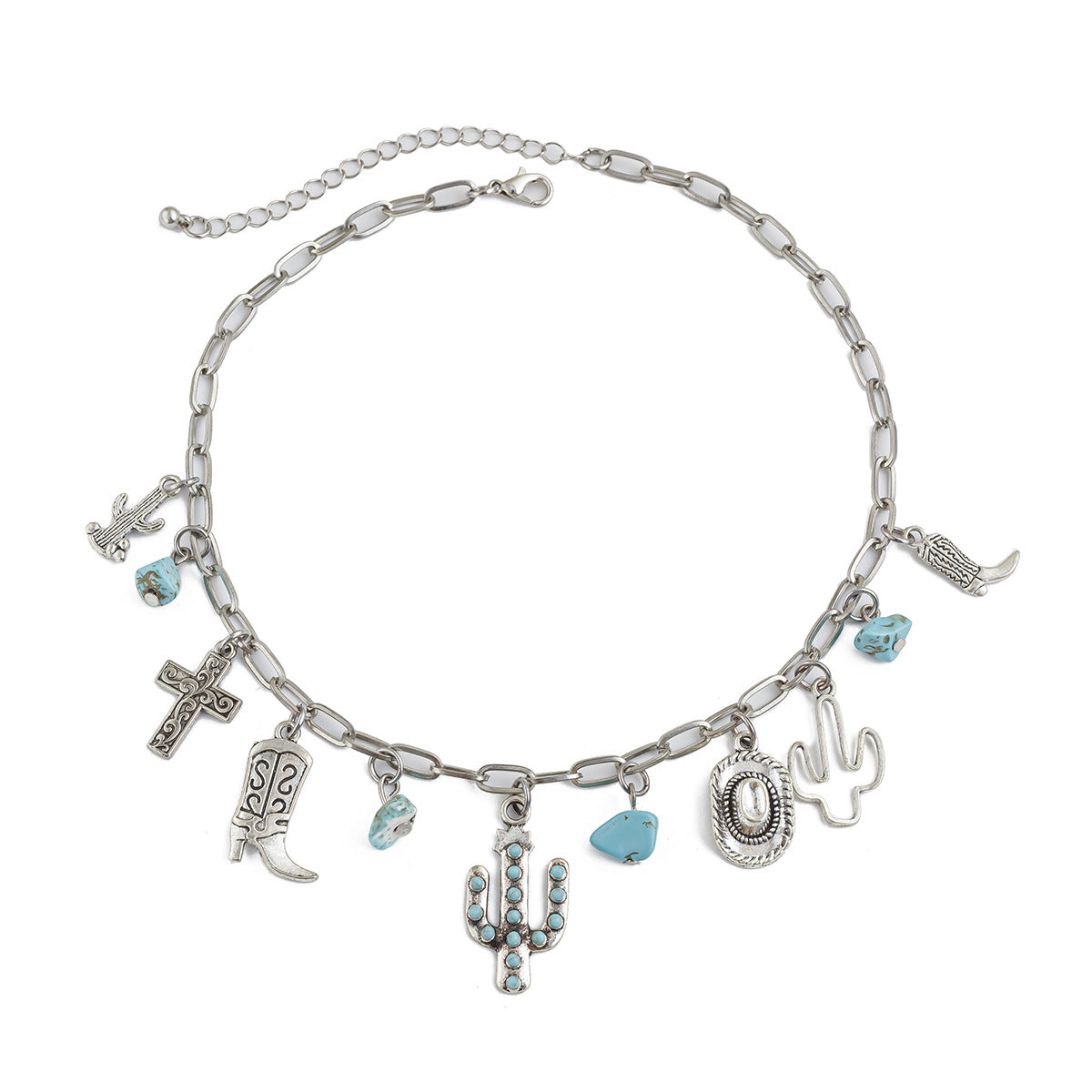 Western Cowboy Hat & Turquoise-Style Necklace