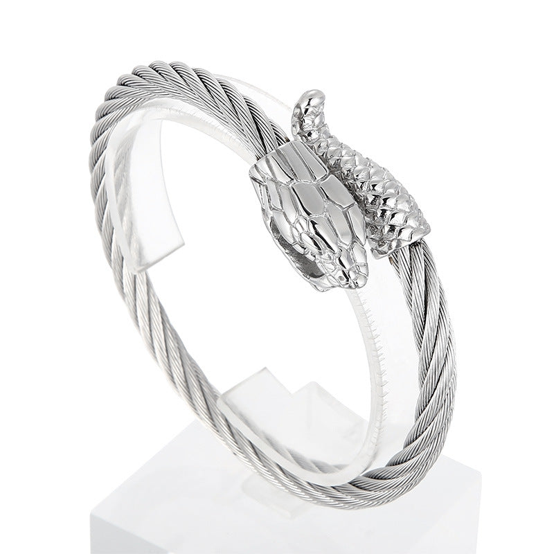 Braided Wire Steel Wire Bracelet – Street Rock Hip-Hop Multi-Color Zodiac Snake Titanium Steel