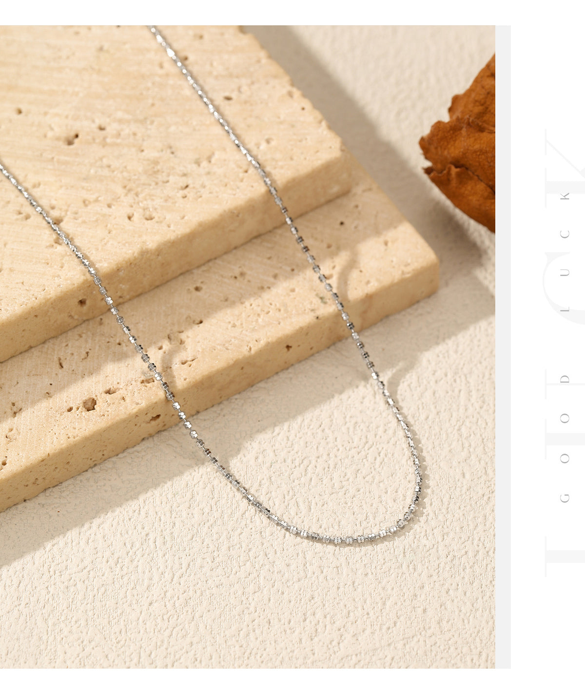 925 Sterling Silver Shimmer Plain Chain Necklace