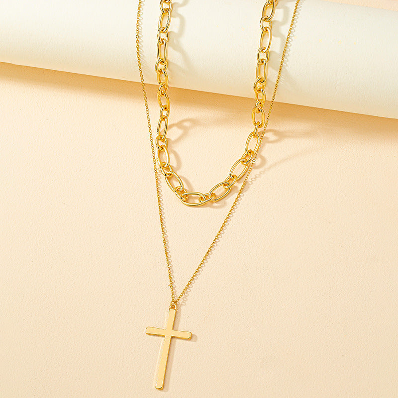 Creative Double Cross Pendant Necklace - Vienna Verve Collection