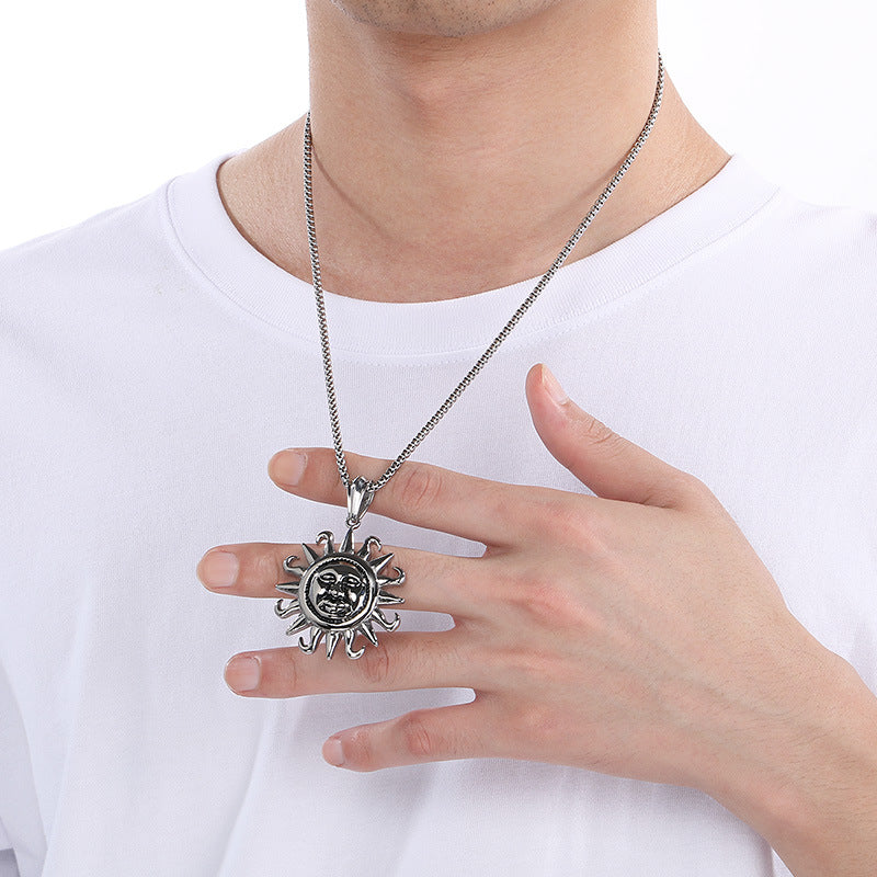 Planderful Sun God Pendant Stainless Steel Men Necklace
