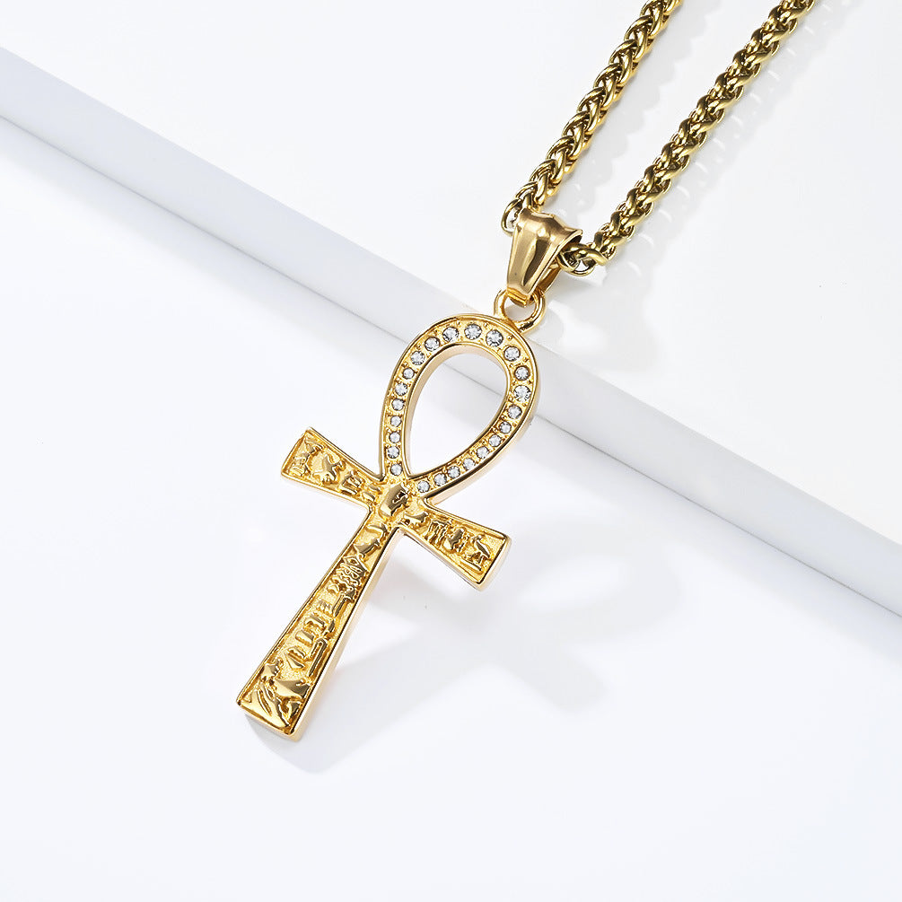 Steel Necklace – Statement Egyptian Anka Cross Necklace With Durable Stainless Steel Finish For Everyday Wear