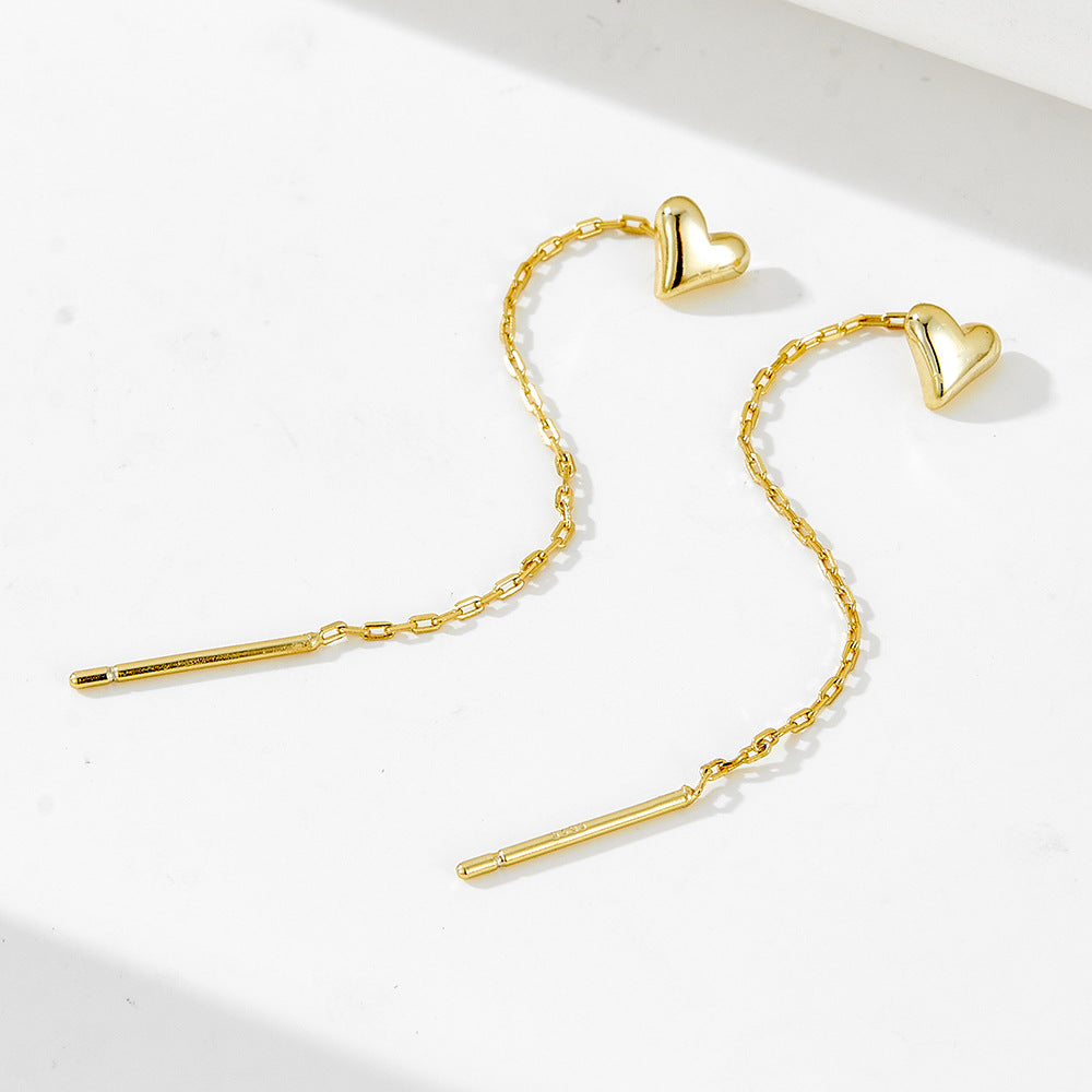 Planderful Heart Shaped Love Earrings For Women Long Fringe Chain Zircon Luxurious Accents