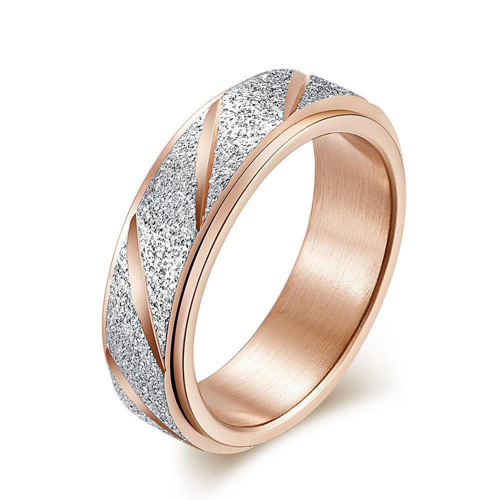 Planderful Unisex Titanium Steel Rotating Pearl Sand Ring For Trendy Street Fashion Fans