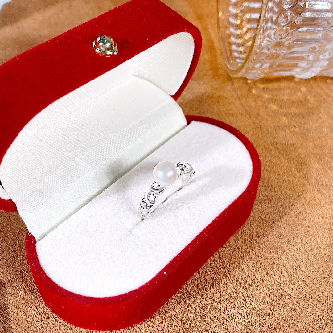 S925 Sterling Silver Freshwater Pearl Ring — Adjustable