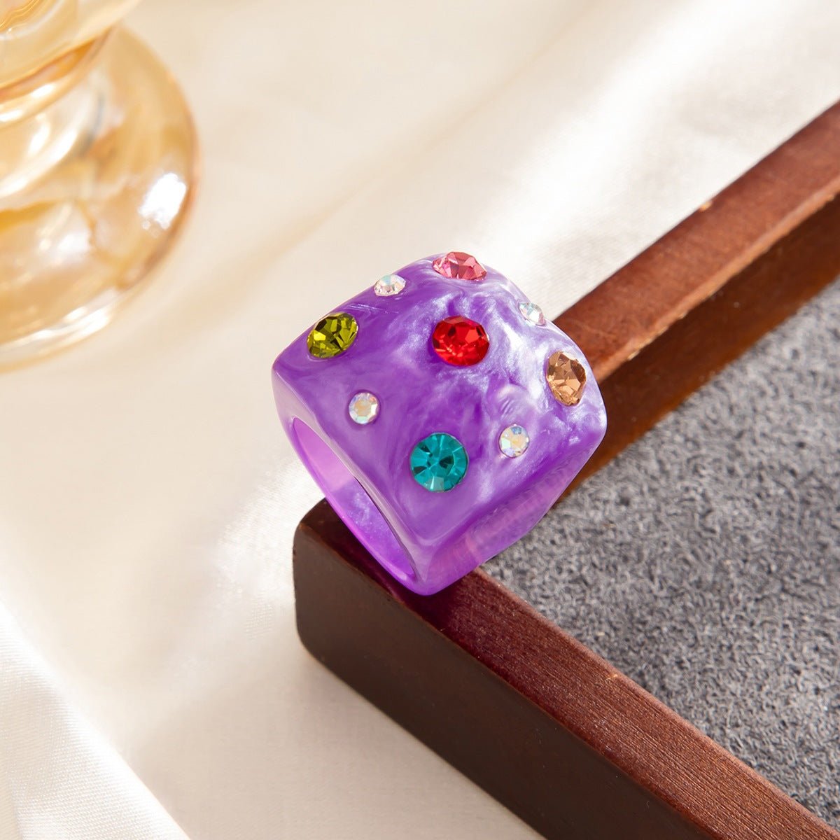 Planderful Zircon Square Ring For Women Smudged Micro Inlaid Sparkling Statement Jewelry Vienna Verve