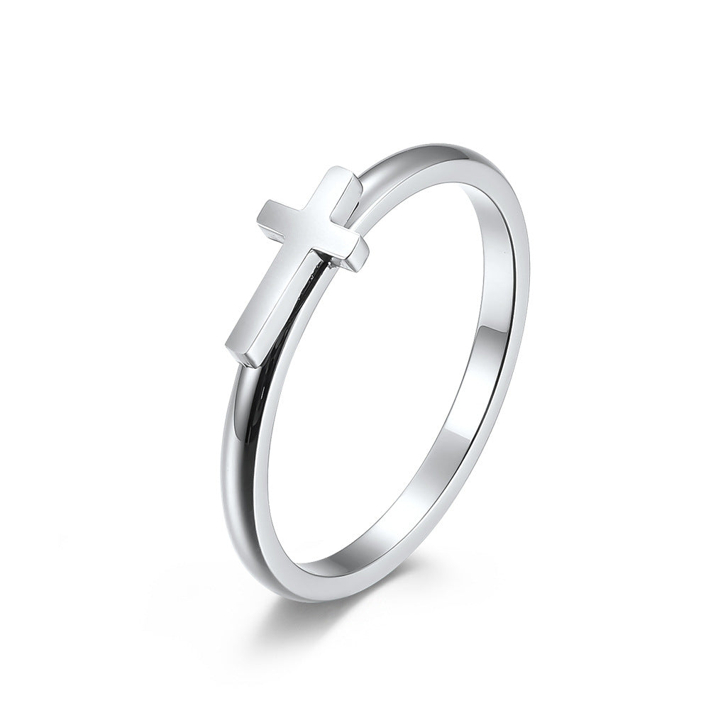 Stainless Steel Hollow Cross Rings for Couples' Proposals