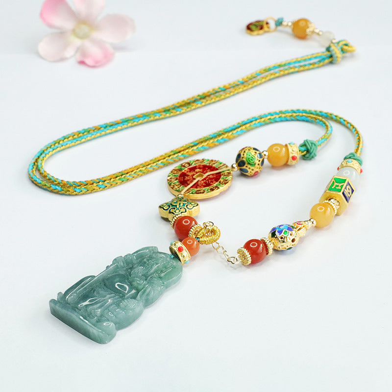 Necklace featuring Jade God of Wealth Pendant