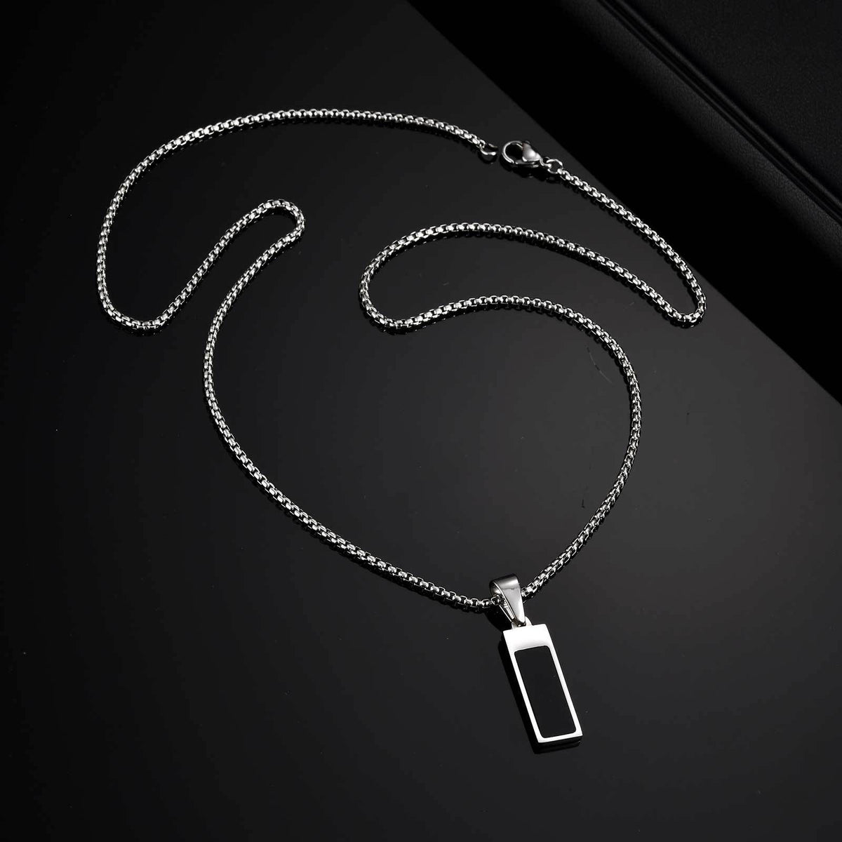 Minimalist Bar Pendant — Black or Silver, Chain Optional