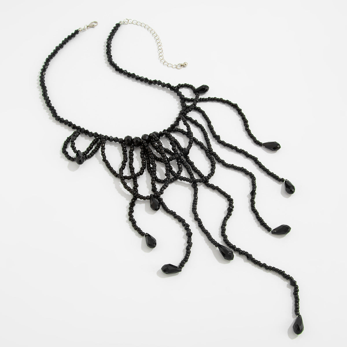Gothic Beaded Blood-Drip Fringe Necklace