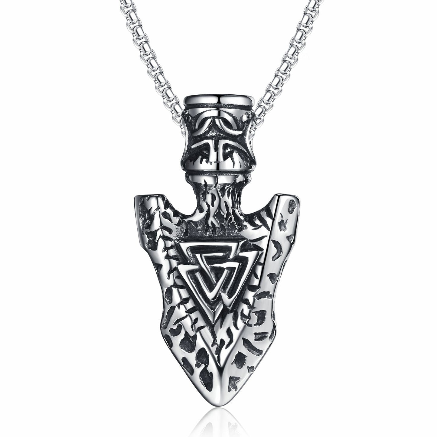 Titanium Steel Necklace – Vintage Viking Triangle Cone