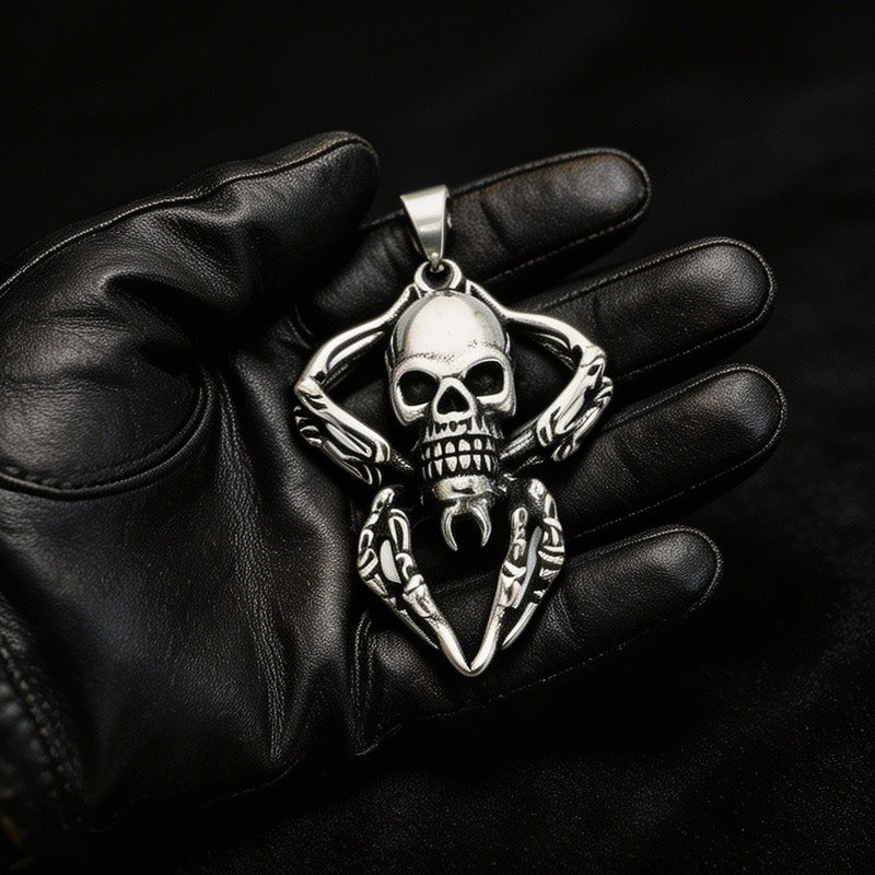 Halloween Diablo Skull Spider Web Pendant Diablo Old Gothic Spider Men's Stainless Steel Necklace