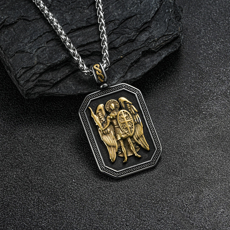 Planderful Stainless Steel Angel Sword Pendant Necklace For Men Durable Bold Contemporary Style Gift