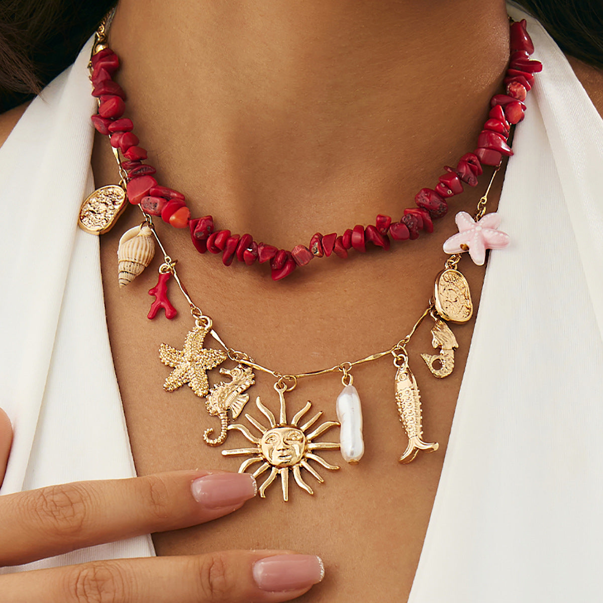 Starfish & Seahorse Coastal Necklace