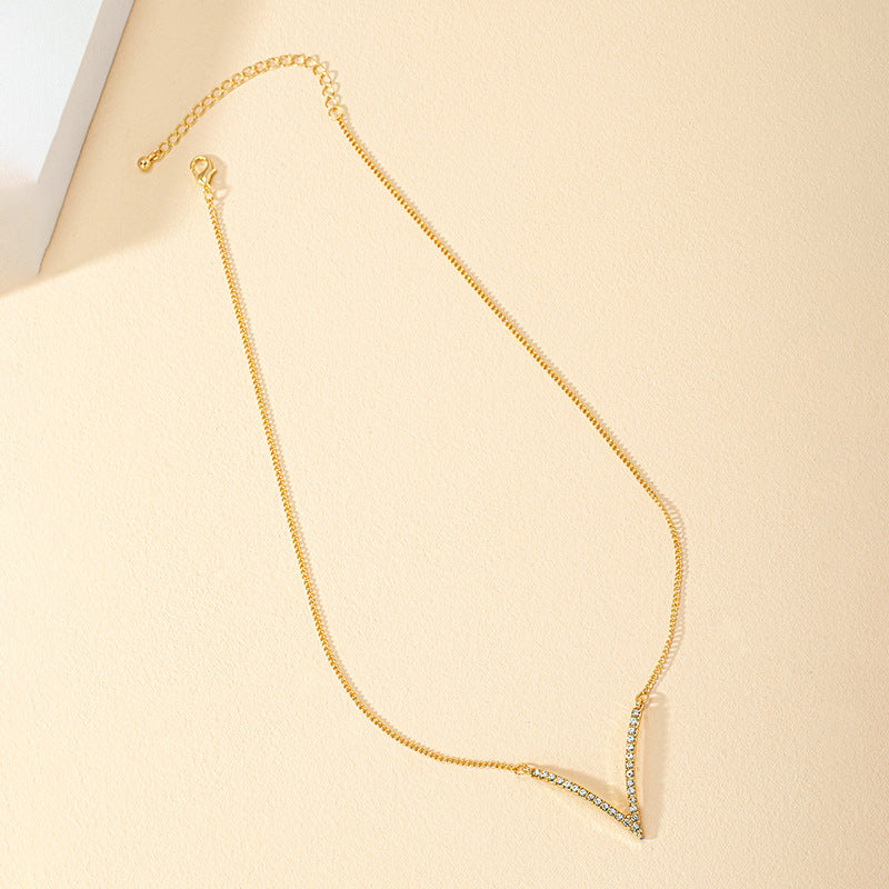 Luxurious Geometric V-Shaped Metal Pendant Necklace - Vienna Verve Edition