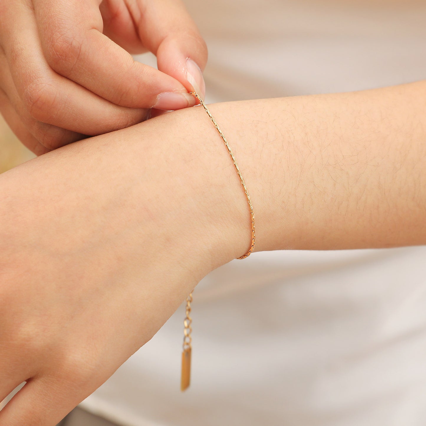 Jewelry Stainless Steel Square Hammer Chain Gold Bracelet