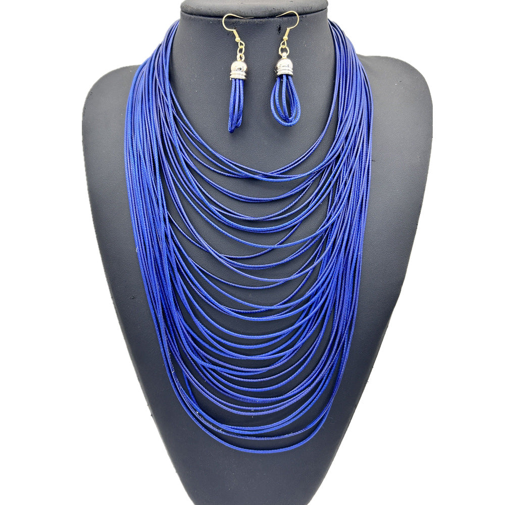 Exotic Tassel Necklace Set - Fashionable Sweater Chain with Magnetic Clasp