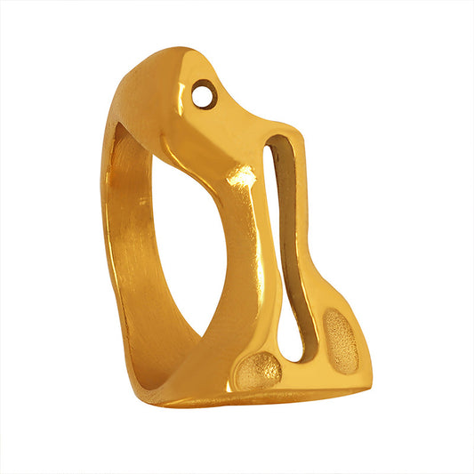 Luxurious Titanium Steel Ring with Unique Hollow Design for Fashion-forward Women