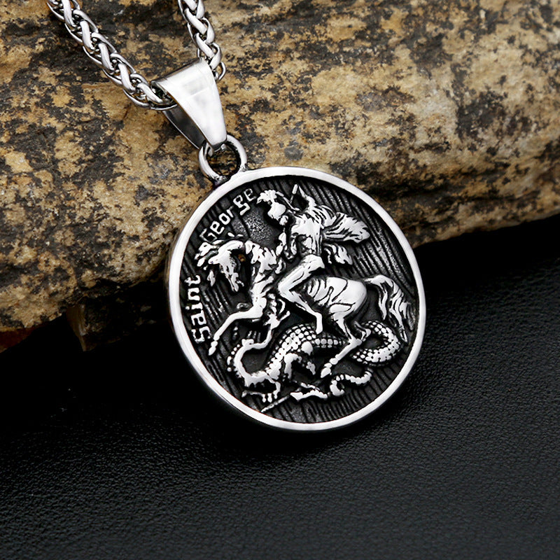 Planderful Mens Pendant Necklace Bold Stainless Steel Personalized Hip Hop Round Pendant For Men