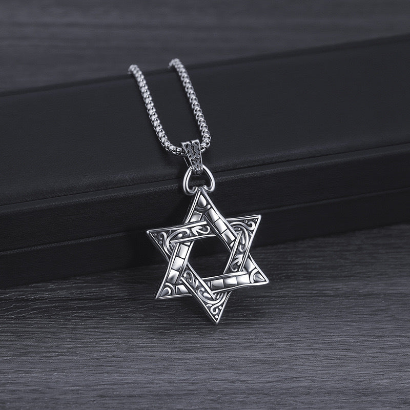 Planderful Hexagram Necklace For Men Durable Titanium Steel Pendant With Urban Hip Hop Style