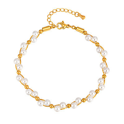 Cross Heart Gold-Plated Stainless Steel Bracelet