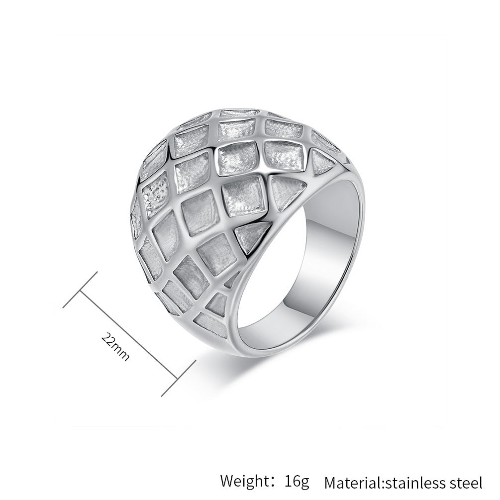 Planderful Everyday Genie Gold Plated Honeycomb Titanium Steel Ring For Daily Wear
