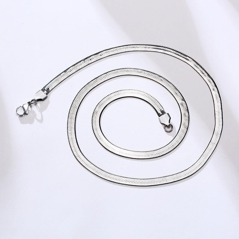 Necklace Stainless Steel Flat Snake Chain for Men and Women