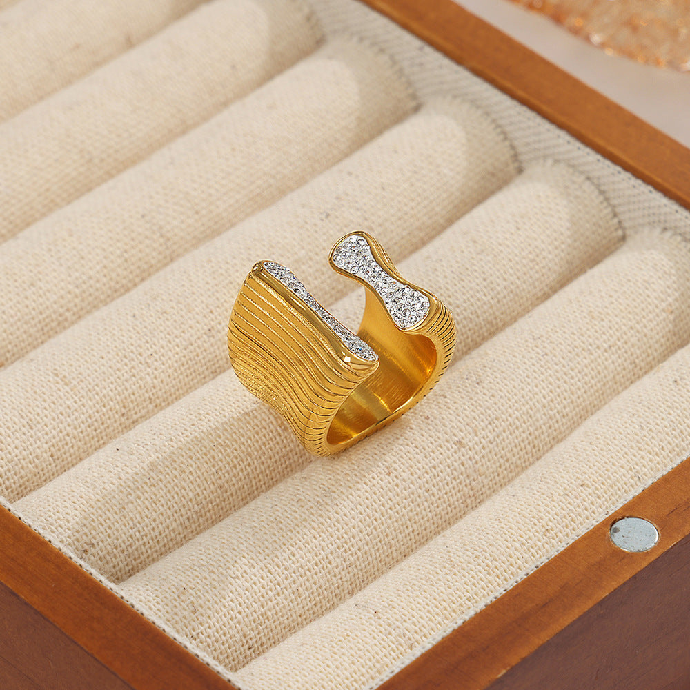 Gilded Zircon Charm Ring - Exquisite Jewelry for Women